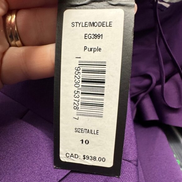 NWT Badgley Mischka 3D Flower One Shoulder Mermaid Gown purple size 10 - Picture 10 of 11